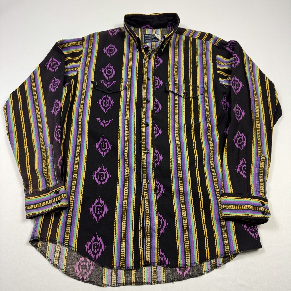 Wrangler Vintage Shirt Brushpopper Striped Southwestern Multicolor Men's 16.5-35